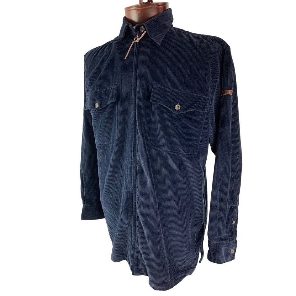 Medium Lauren Ralph Lauren Women's Navy Blue Vintage Y2K Full Zip Corduroy Jacke